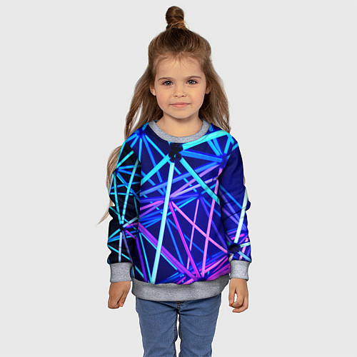 Детский свитшот Неоновая текстура геометрия / 3D-Меланж – фото 4