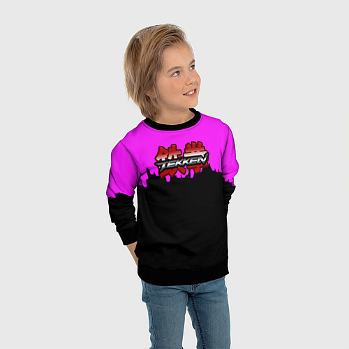 Детский свитшот Tekken розовая геометрия / 3D-Черный – фото 3
