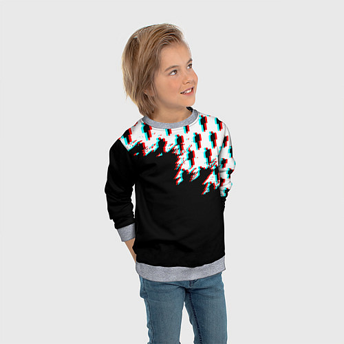 Детский свитшот Billie Eilish pattern glitch / 3D-Меланж – фото 3