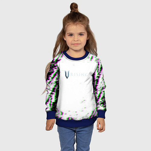 Детский свитшот Vrising глитч краски / 3D-Синий – фото 4