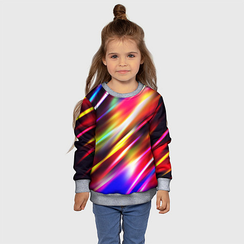 Детский свитшот Неоновая абстракция линии / 3D-Меланж – фото 4