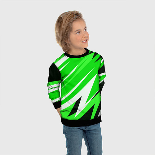 Детский свитшот Geometry stripes green / 3D-Черный – фото 3