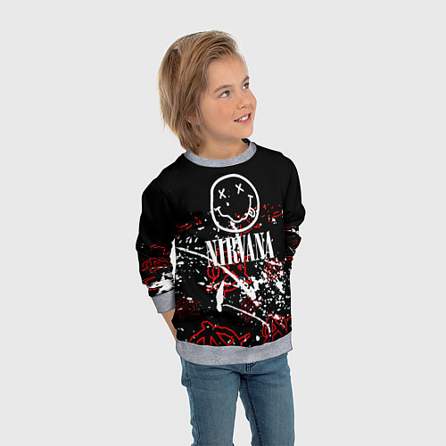 Детский свитшот Nirvana анархия / 3D-Меланж – фото 3