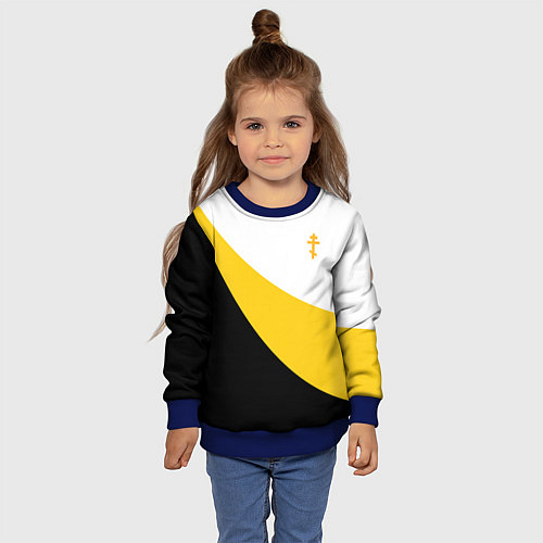 Детский свитшот Сокрушу пред ним врагов его малый желтый крест Ник / 3D-Синий – фото 4