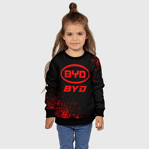 Детский свитшот BYD - red gradient / 3D-Черный – фото 4