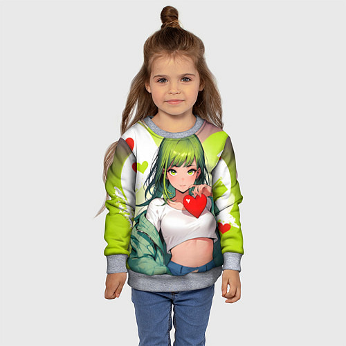 Детский свитшот Аниме сердечки / 3D-Меланж – фото 4
