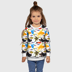 Свитшот детский Аквариумные рыбки паттерн, цвет: 3D-белый — фото 2