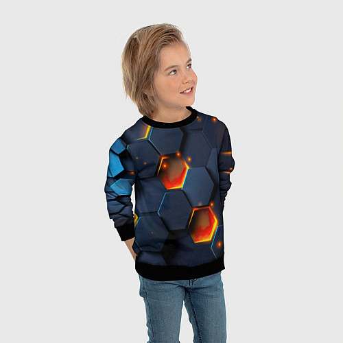Детский свитшот Шестигранники с подсветкой / 3D-Черный – фото 3