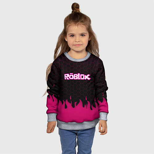 Детский свитшот Roblox fire pink / 3D-Меланж – фото 4