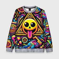 Свитшот детский Красочный паттерн со смайликом - нейроарт, цвет: 3D-меланж