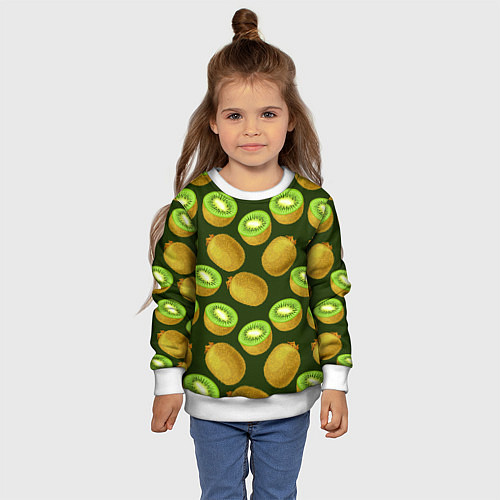 Детский свитшот Киви цветной паттерн / 3D-Белый – фото 4