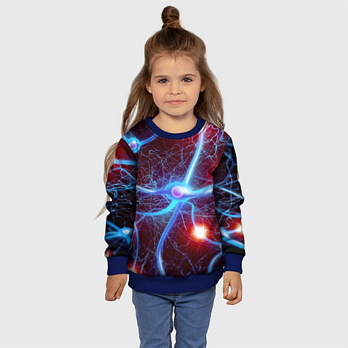 Детский свитшот Нейронная сеть - аксоны / 3D-Синий – фото 4