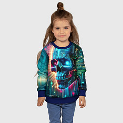 Свитшот детский Cool cyber skull - neon glow, цвет: 3D-синий — фото 2