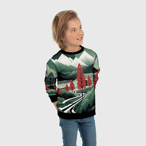 Детский свитшот Дорога на природу / 3D-Черный – фото 3