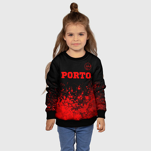 Детский свитшот Porto - red gradient посередине / 3D-Черный – фото 4