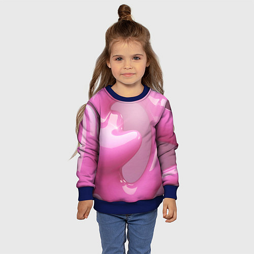 Детский свитшот Розовые краски абстракция / 3D-Синий – фото 4