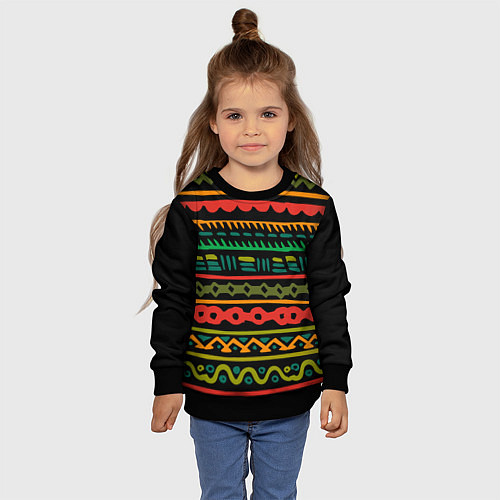 Детский свитшот Ethnic ornament on black / 3D-Черный – фото 4