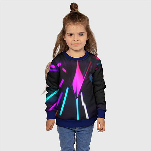 Детский свитшот Оптические лучи неон / 3D-Синий – фото 4