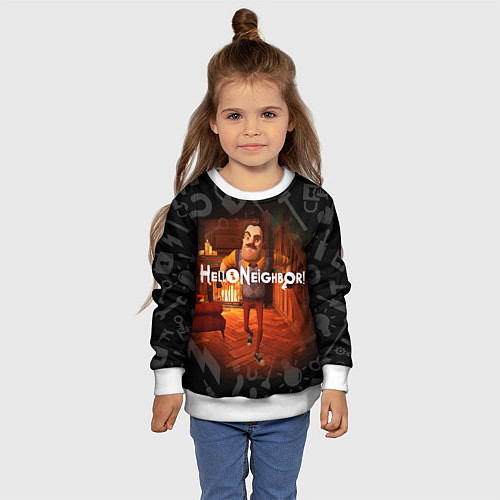 Детский свитшот Привет сосед у камина / 3D-Белый – фото 4
