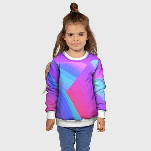 Детский свитшот Неоновая геометрия полосы / 3D-Белый – фото 4