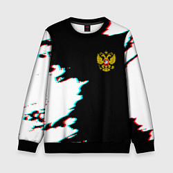 Свитшот детский Герб глитч краски, цвет: 3D-черный