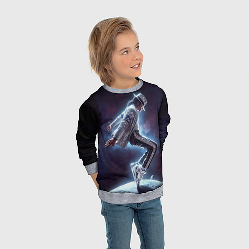 Детский свитшот Michael Jackson on the moon / 3D-Меланж – фото 3