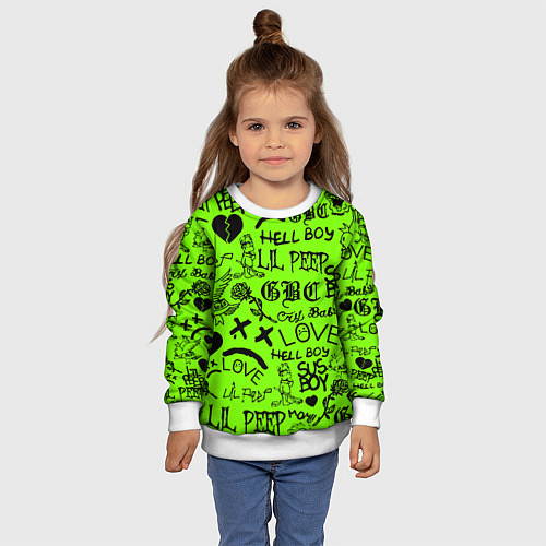 Детский свитшот Lil Peep кислотный паттерн / 3D-Белый – фото 4