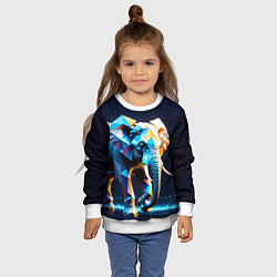 Свитшот детский Большой полигональный слон, цвет: 3D-белый — фото 2