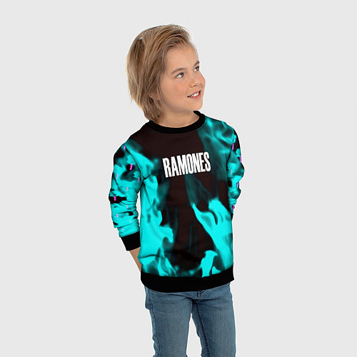Детский свитшот Ramones fire rose / 3D-Черный – фото 3