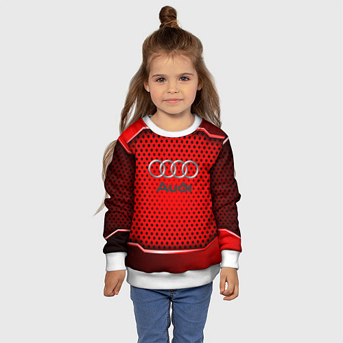 Детский свитшот AUDI текстура металик / 3D-Белый – фото 4