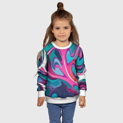 Детский свитшот Эбру краска / 3D-Белый – фото 4