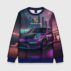 Свитшот детский Porshe night city, цвет: 3D-синий