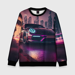 Свитшот детский Porshe ночной город, цвет: 3D-черный