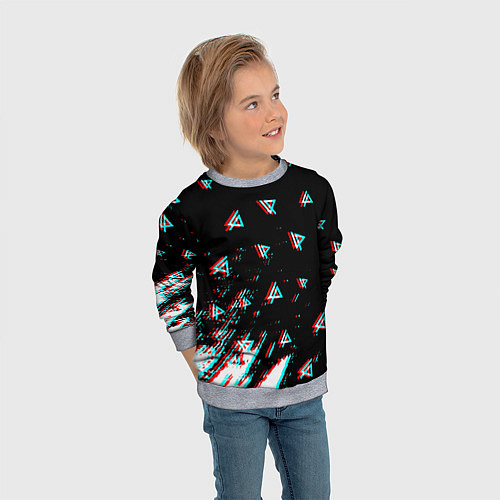 Детский свитшот Linkin park glitch patern / 3D-Меланж – фото 3