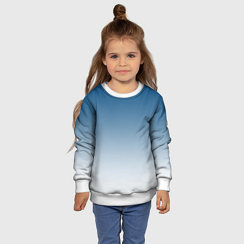 Детский свитшот Бирюзовый градиент текстура / 3D-Белый – фото 4