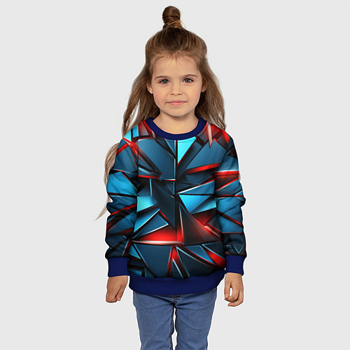 Детский свитшот Геометрические осколки / 3D-Синий – фото 4