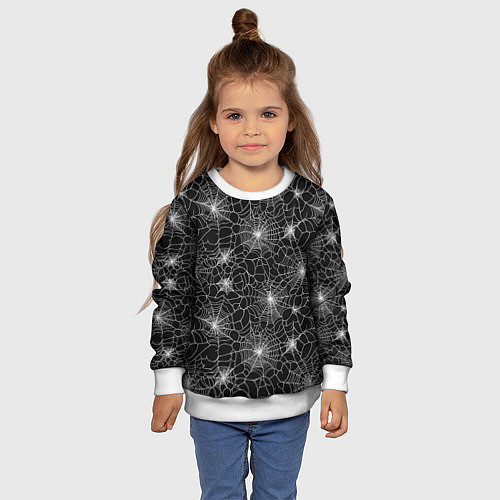 Детский свитшот Паутина - паттерн / 3D-Белый – фото 4