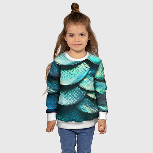 Детский свитшот Чешуя крупной рыбы / 3D-Белый – фото 4