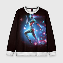 Детский свитшот Cyber girl and butterflies - neon glow fantasy