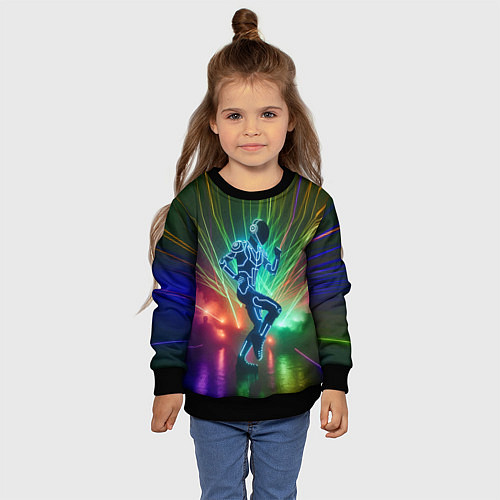 Детский свитшот Neon cyber dance - ai art fantasy / 3D-Черный – фото 4
