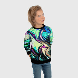 Свитшот детский Абстракция смесь красок сине-зелёный, цвет: 3D-черный — фото 2