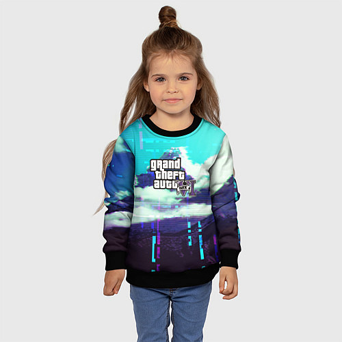 Детский свитшот GTA6 glitch pattern / 3D-Черный – фото 4