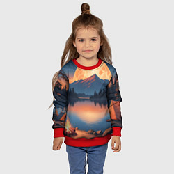 Свитшот детский Костер на берегу озера, цвет: 3D-красный — фото 2