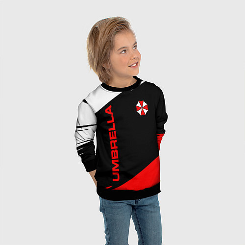 Детский свитшот Umbrella corporation - resident evil / 3D-Черный – фото 3