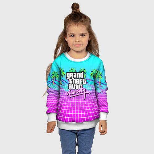 Детский свитшот Vice city tropic collection / 3D-Белый – фото 4