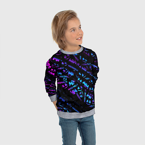 Детский свитшот Marshmello neon club / 3D-Меланж – фото 3