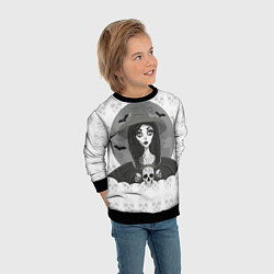 Свитшот детский Ведьма, череп, Хэллоуин, цвет: 3D-черный — фото 2