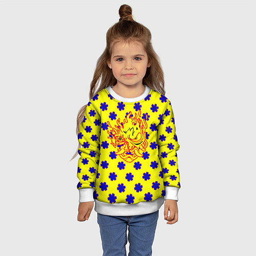 Детский свитшот Samurai fire logo steel / 3D-Белый – фото 4