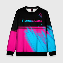 Свитшот детский Stumble Guys - neon gradient посередине, цвет: 3D-черный