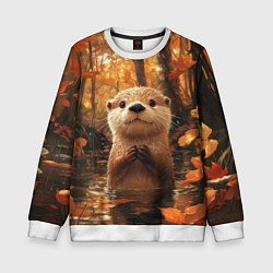 Детский свитшот Выдра в осеннем пруду